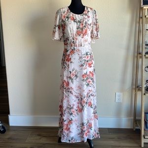 Calvin Klein lined dress size 10 floral back zipper